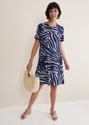 Phase Eight Isabelle Zebra Print Dress Blue/Multicolor USA | 8721493-IN